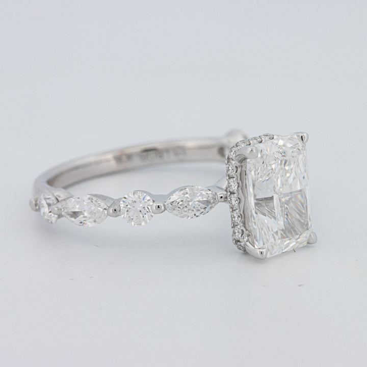 2 CT Radiant Cut Under-Halo pavé Solitaire (LG)