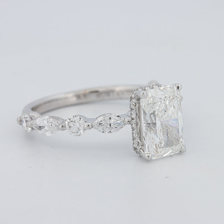 2 CT Radiant Cut Under-Halo pavé Solitaire (LG)