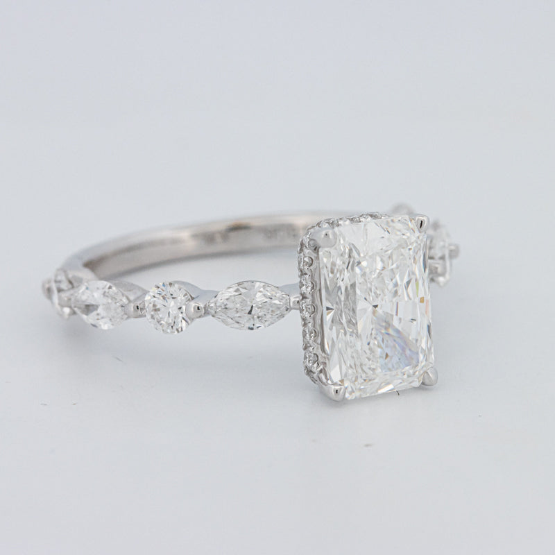 2 CT Radiant Cut Under-Halo pavé Solitaire (LG)