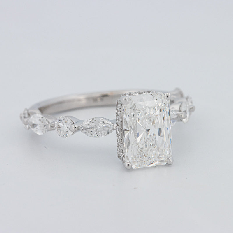 2 CT Radiant Cut Under-Halo pavé Solitaire (LG)