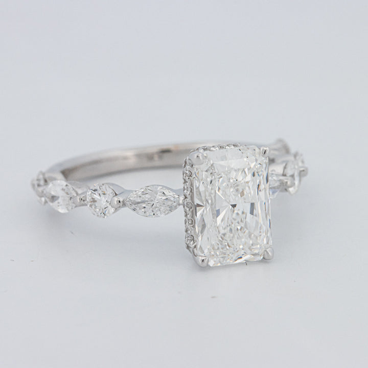 2 CT Radiant Cut Under-Halo pavé Solitaire (LG)