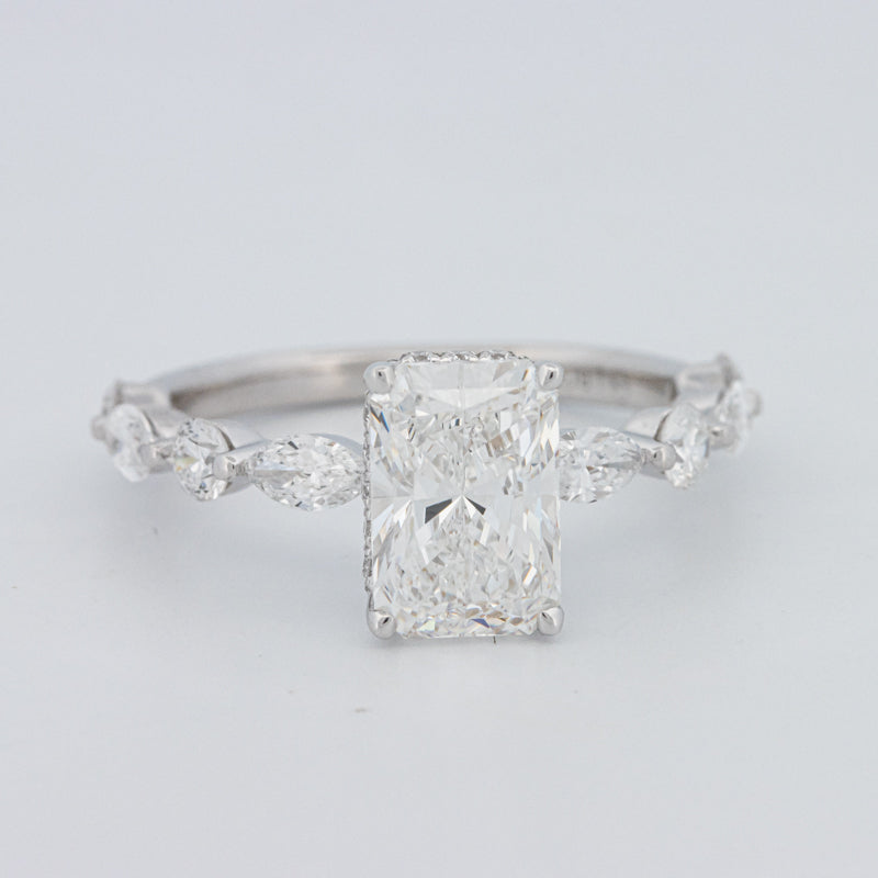 2 CT Radiant Cut Under-Halo pavé Solitaire (LG)