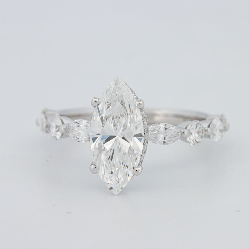 1,57 CT Marquise Cut Under-Halo Pavé Solitaire (LG)