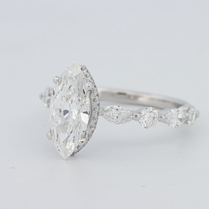 1,57 CT Marquise Cut Under-Halo Pavé Solitaire (LG)
