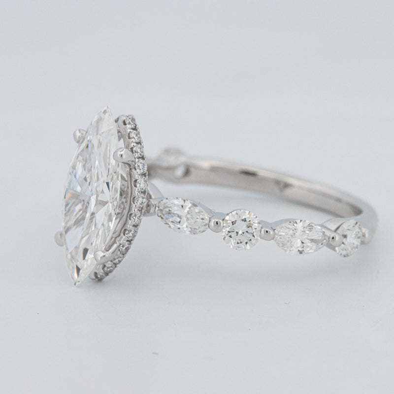 1,57 CT Marquise Cut Under-Halo Pavé Solitaire (LG)