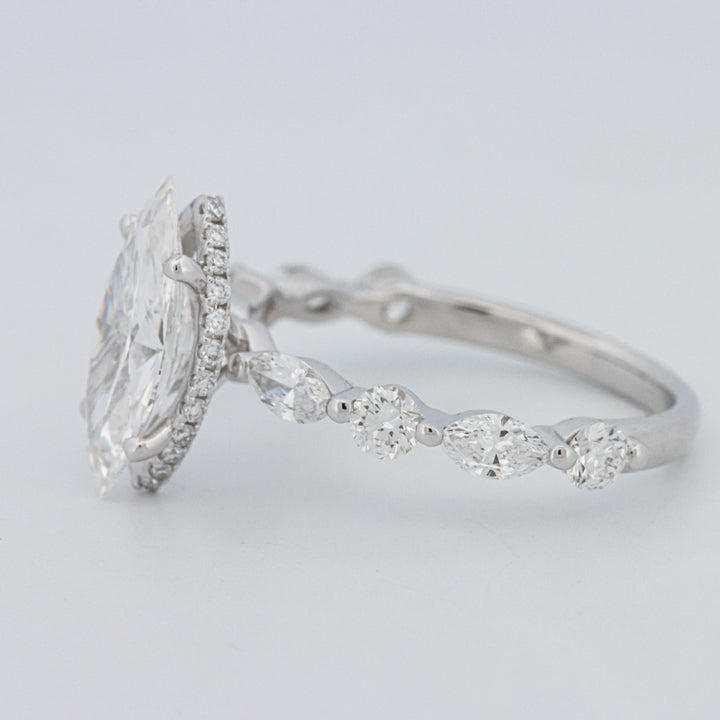 1,57 CT Marquise Cut Under-Halo Pavé Solitaire (LG)