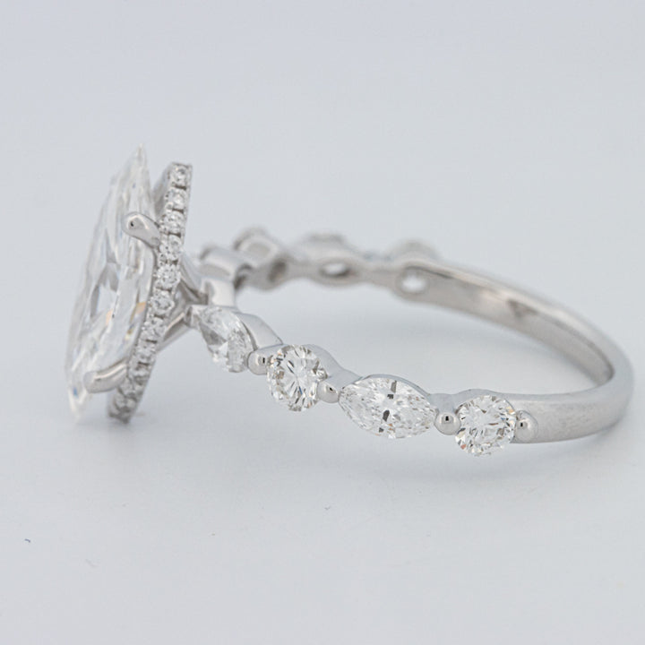 1,57 CT Marquise Cut Under-Halo Pavé Solitaire (LG)