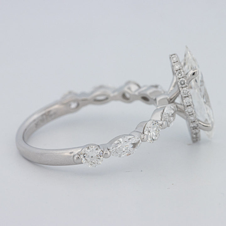 1,57 CT Marquise Cut Under-Halo Pavé Solitaire (LG)