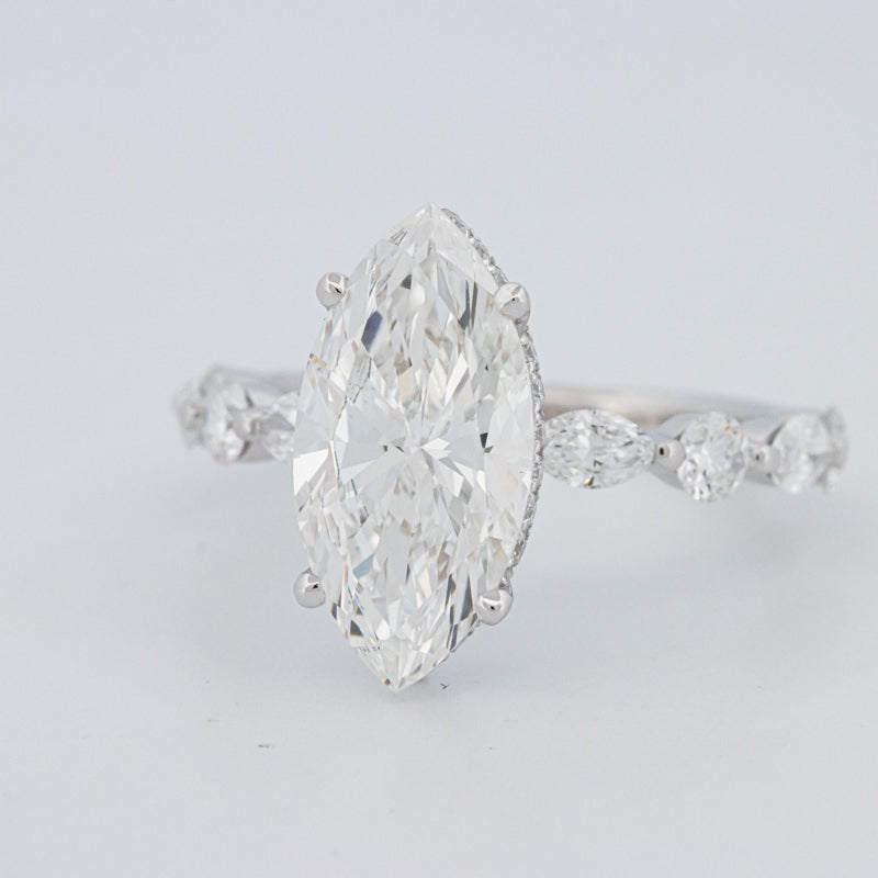 3 CT Marquise Cut Under-Halo Pavé Solitaire (LG)