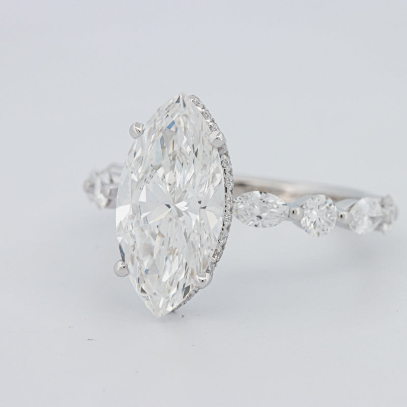 3 CT Marquise Cut Under-Halo Pavé Solitaire (LG)