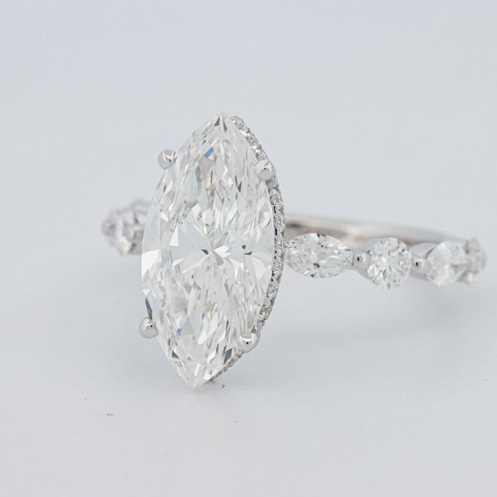 3 CT Marquise Cut Under-Halo Pavé Solitaire (LG)