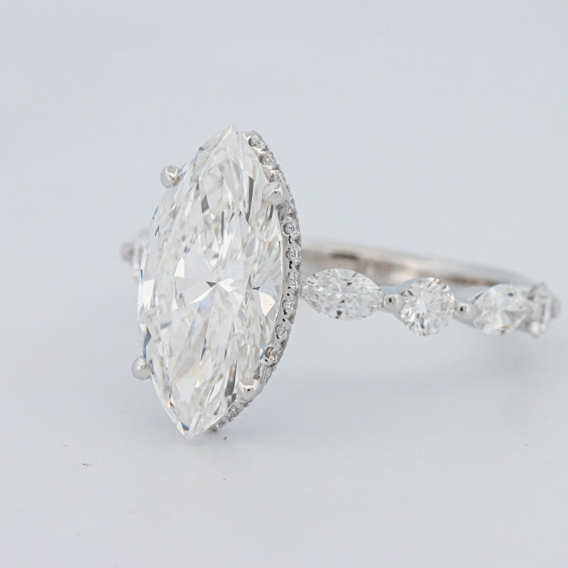 3 CT Marquise Cut Under-Halo Pavé Solitaire (LG)