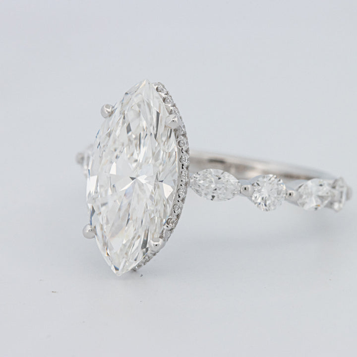 3 CT Marquise Cut Under-Halo Pavé Solitaire (LG)