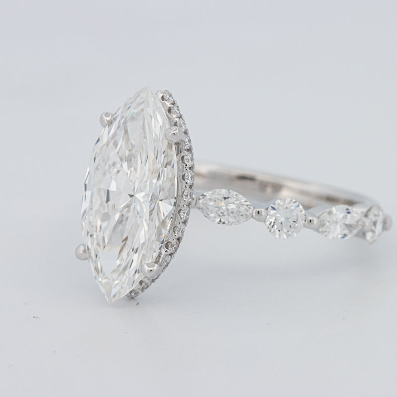 3 CT Marquise Cut Under-Halo Pavé Solitaire (LG)