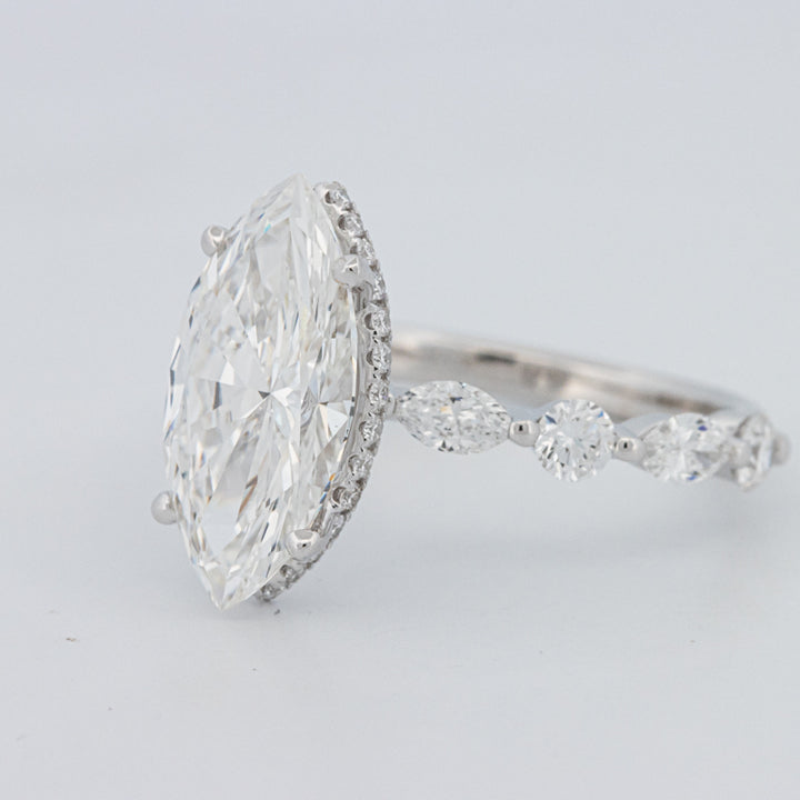 3 CT Marquise Cut Under-Halo Pavé Solitaire (LG)
