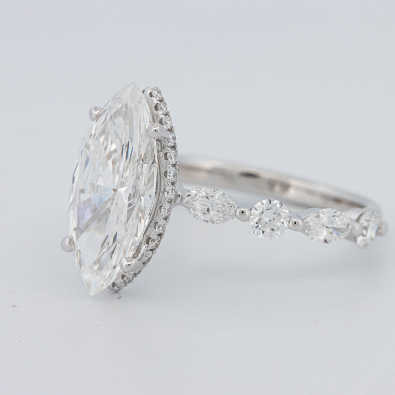 3 CT Marquise Cut Under-Halo Pavé Solitaire (LG)