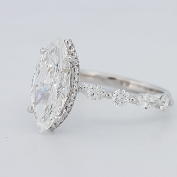 3 CT Marquise Cut Under-Halo Pavé Solitaire (LG)