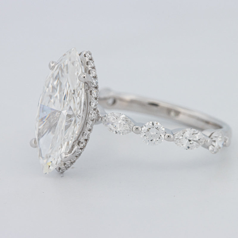 3 CT Marquise Cut Under-Halo Pavé Solitaire (LG)