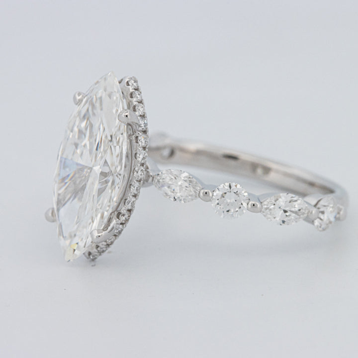 3 CT Marquise Cut Under-Halo Pavé Solitaire (LG)