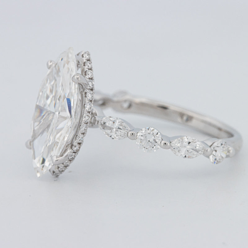 3 CT Marquise Cut Under-Halo Pavé Solitaire (LG)