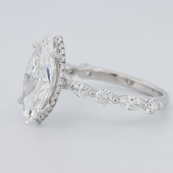 3 CT Marquise Cut Under-Halo Pavé Solitaire (LG)