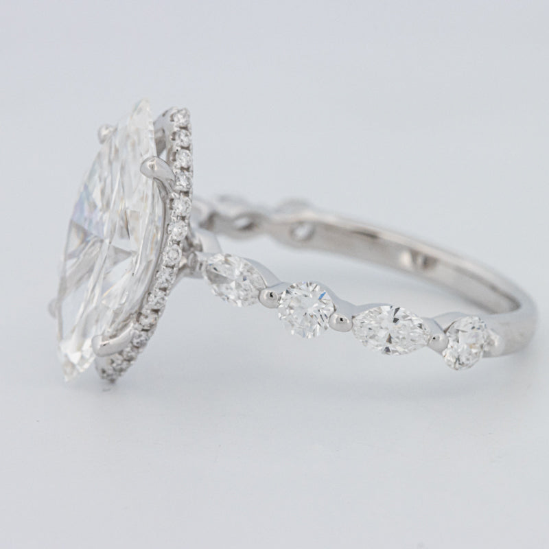3 CT Marquise Cut Under-Halo Pavé Solitaire (LG)