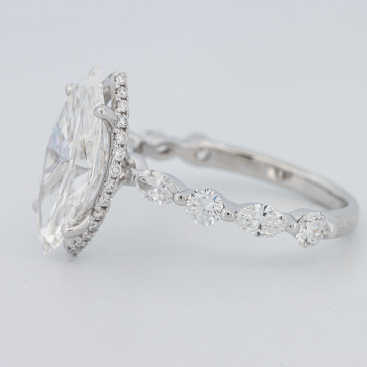 3 CT Marquise Cut Under-Halo Pavé Solitaire (LG)
