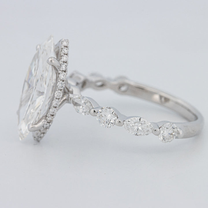 3 CT Marquise Cut Under-Halo Pavé Solitaire (LG)