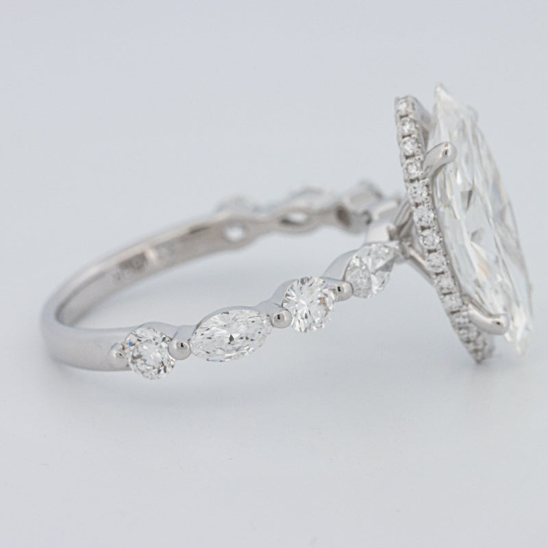 3 CT Marquise Cut Under-Halo Pavé Solitaire (LG)