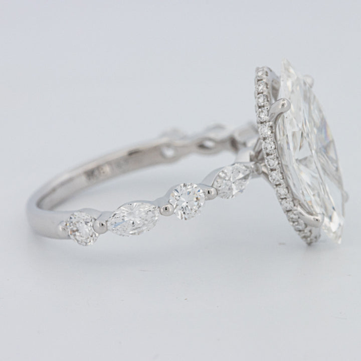 3 CT Marquise Cut Under-Halo Pavé Solitaire (LG)