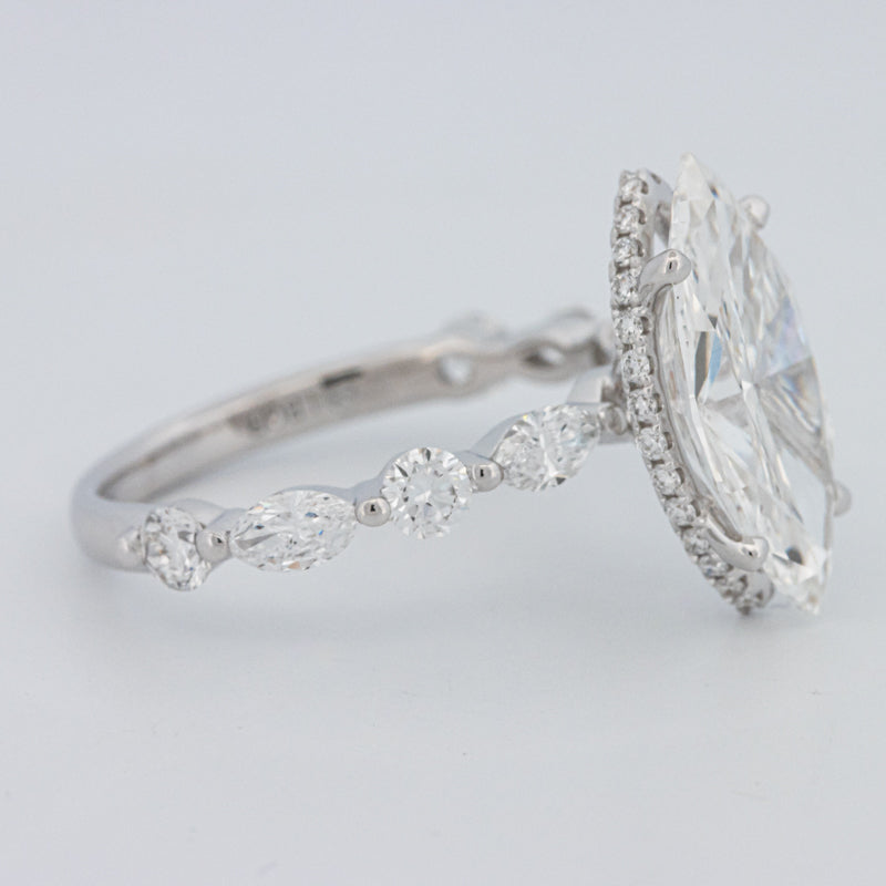 3 CT Marquise Cut Under-Halo Pavé Solitaire (LG)