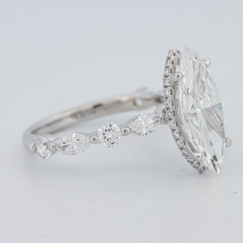 3 CT Marquise Cut Under-Halo Pavé Solitaire (LG)