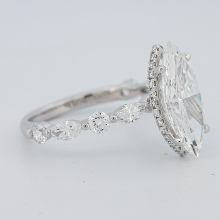 3 CT Marquise Cut Under-Halo Pavé Solitaire (LG)