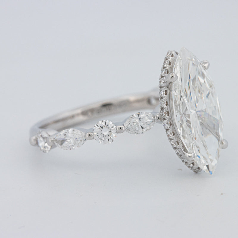 3 CT Marquise Cut Under-Halo Pavé Solitaire (LG)