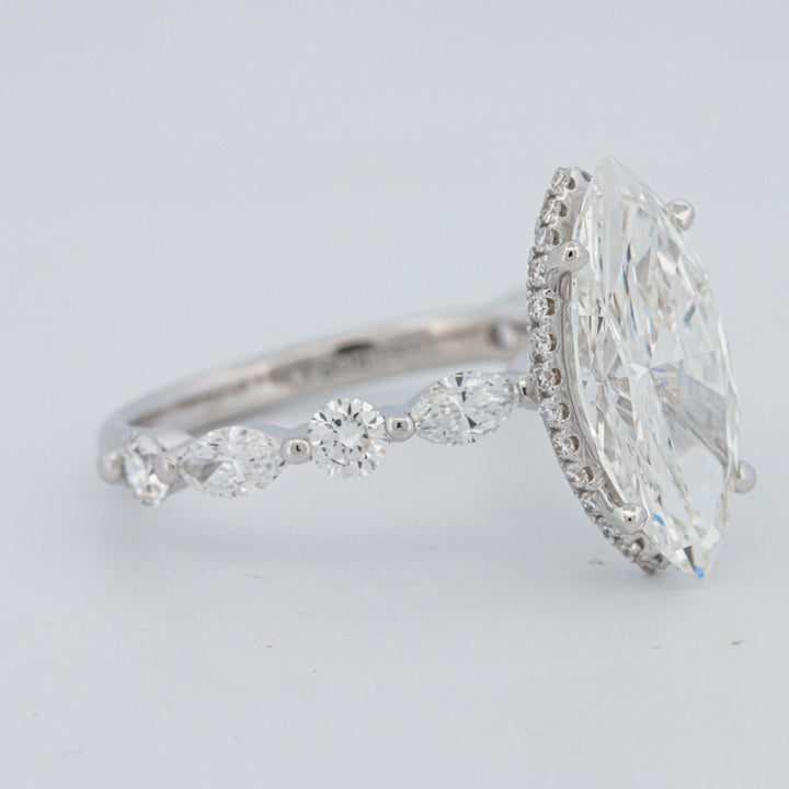 3 CT Marquise Cut Under-Halo Pavé Solitaire (LG)