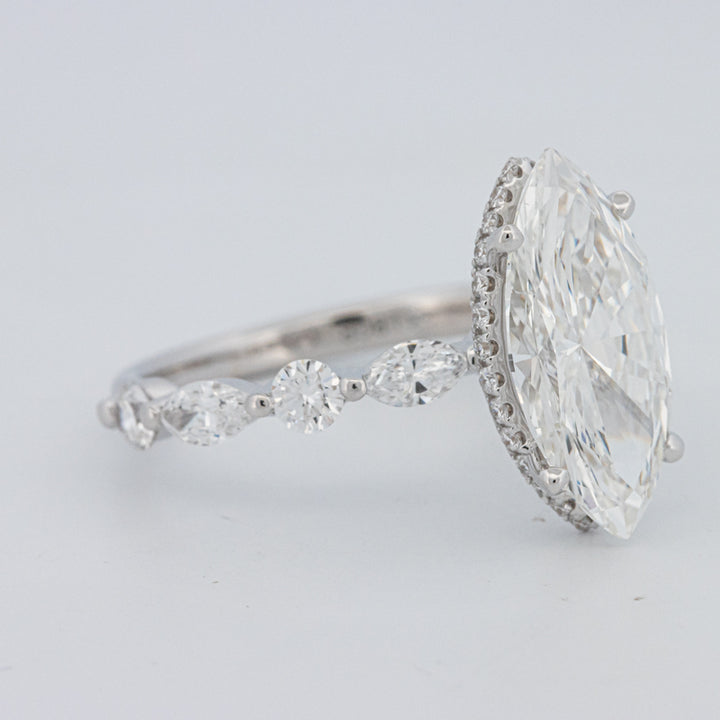 3 CT Marquise Cut Under-Halo Pavé Solitaire (LG)