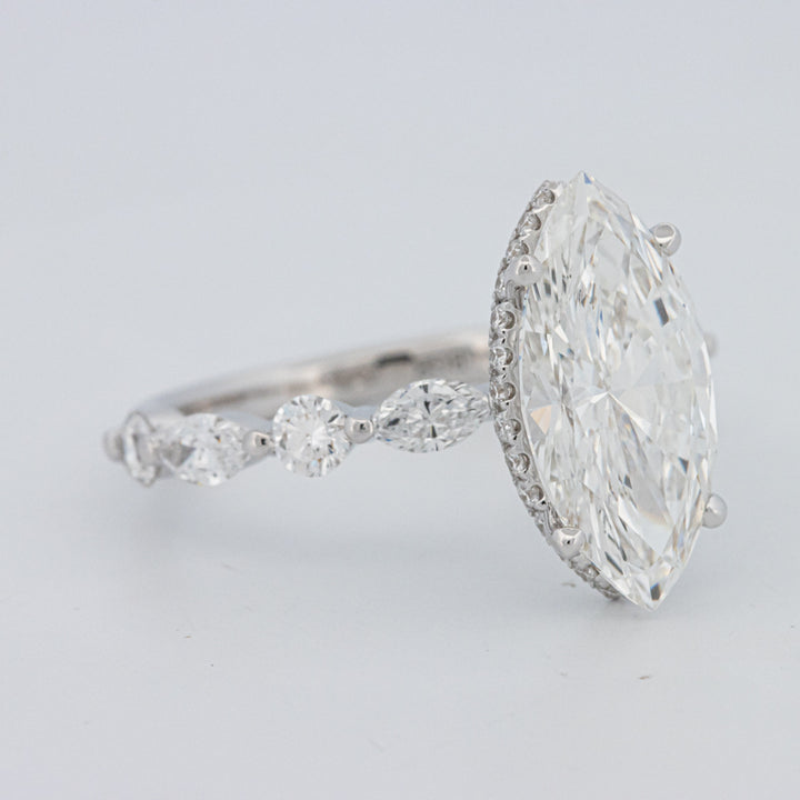 3 CT Marquise Cut Under-Halo Pavé Solitaire (LG)