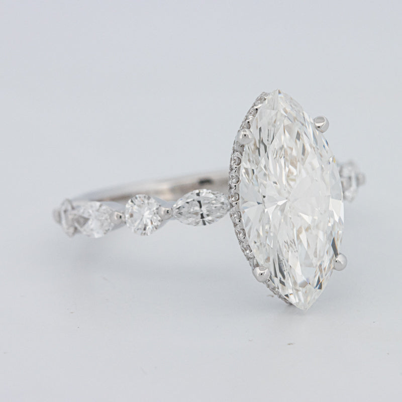 3 CT Marquise Cut Under-Halo Pavé Solitaire (LG)