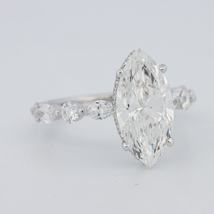 3 CT Marquise Cut Under-Halo Pavé Solitaire (LG)