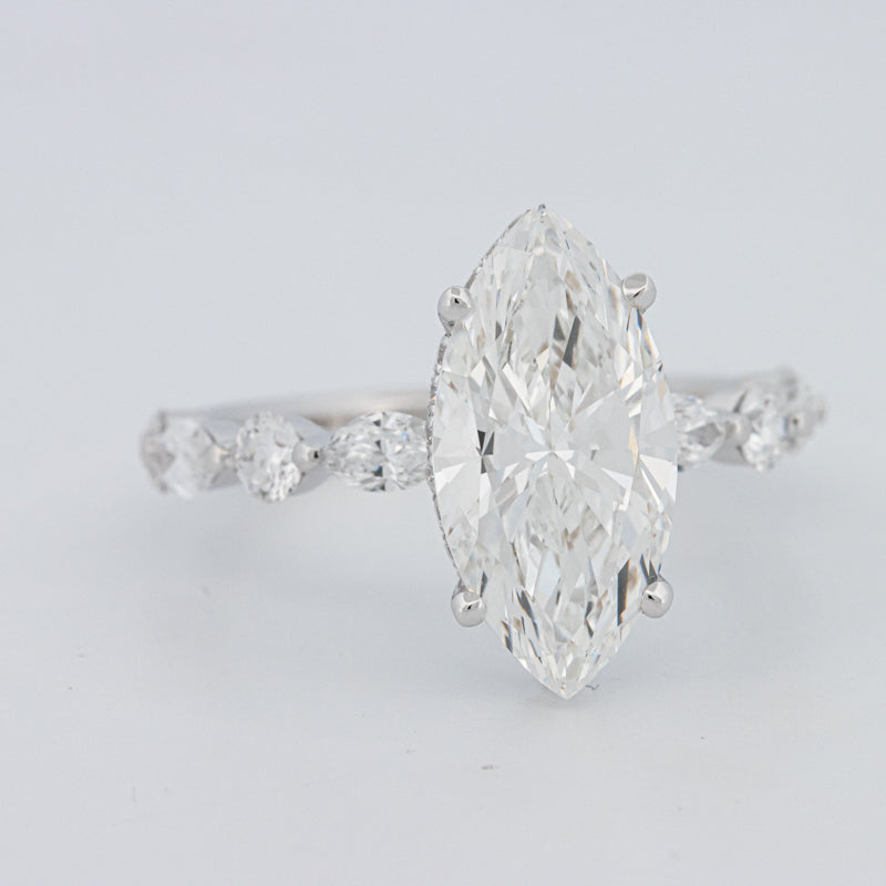3 CT Marquise Cut Under-Halo Pavé Solitaire (LG)