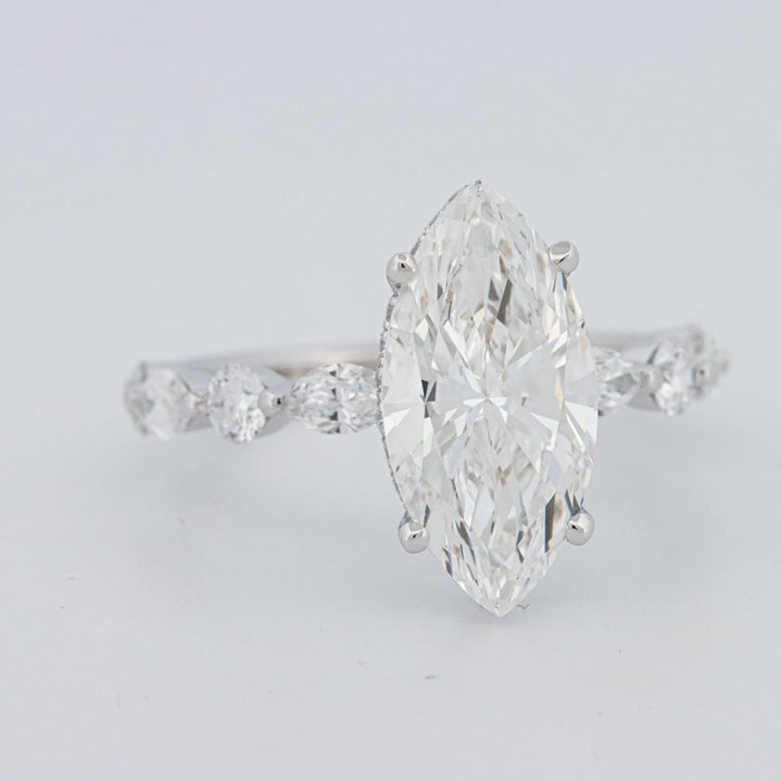 3 CT Marquise Cut Under-Halo Pavé Solitaire (LG)