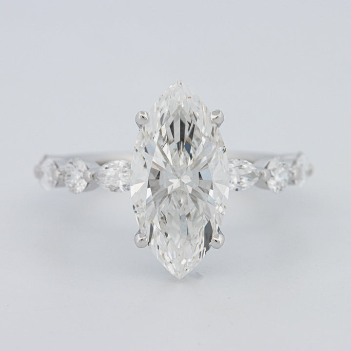 3 CT Marquise Cut Under-Halo Pavé Solitaire (LG)
