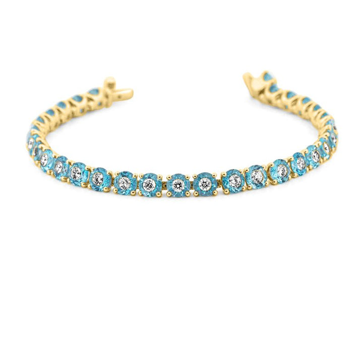 Aquamarine/Diamond Tennis Bracelet - ZIZOV DIAMONDS