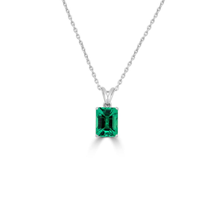 Classic Green Emerald Solitaire Pendant - ZIZOV DIAMONDS