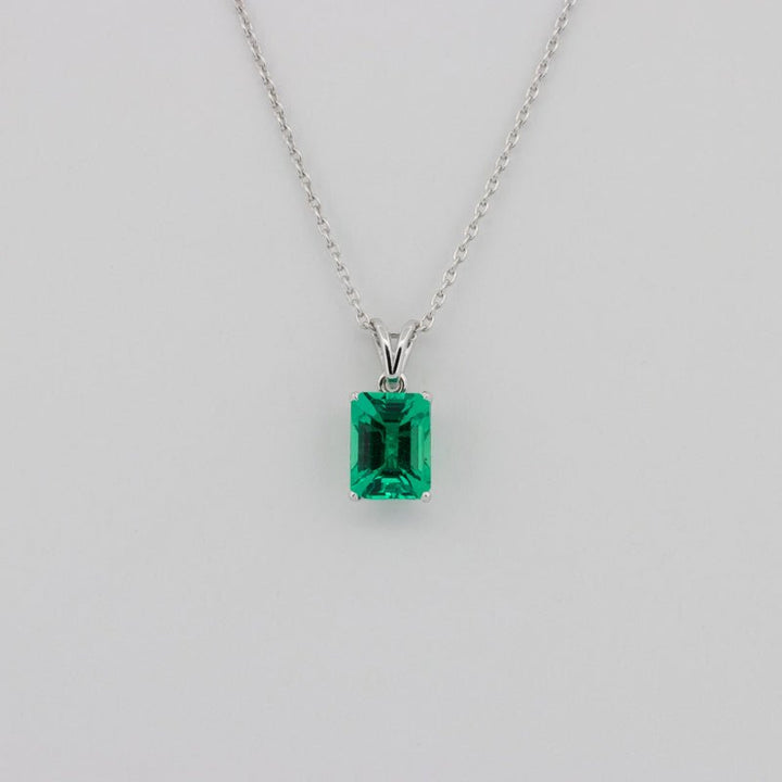 Classic Green Emerald Solitaire Pendant - ZIZOV DIAMONDS