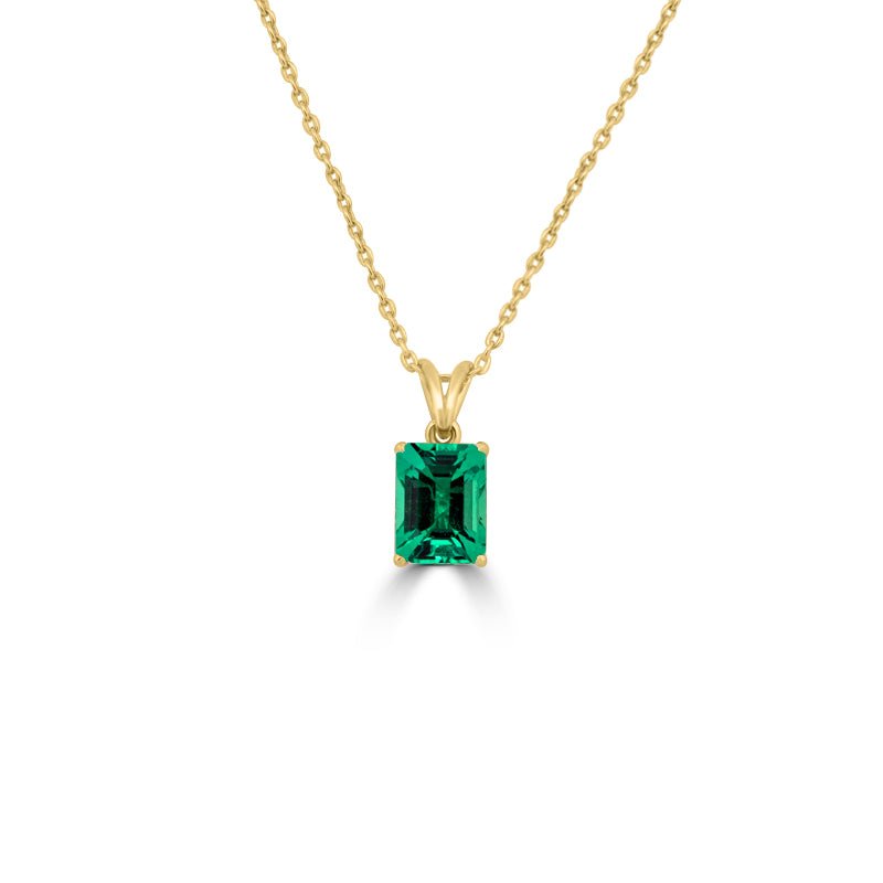 Classic Green Emerald Solitaire Pendant - ZIZOV DIAMONDS
