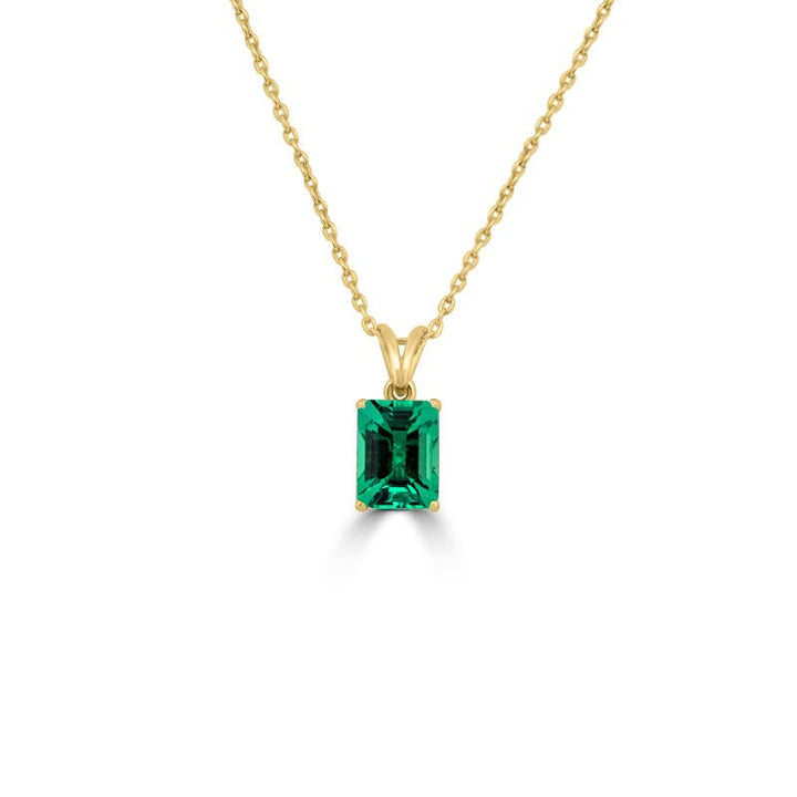Classic Green Emerald Solitaire Pendant - ZIZOV DIAMONDS