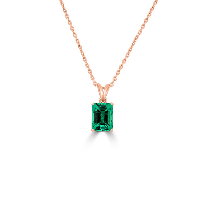 Classic Green Emerald Solitaire Pendant - ZIZOV DIAMONDS
