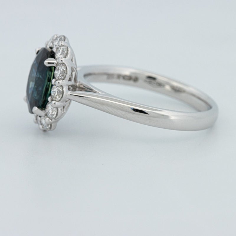 Natural Blue Sapphire Halo Solitaire Ring - ZIZOV DIAMONDS