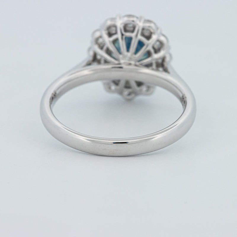 Natural Blue Sapphire Halo Solitaire Ring - ZIZOV DIAMONDS